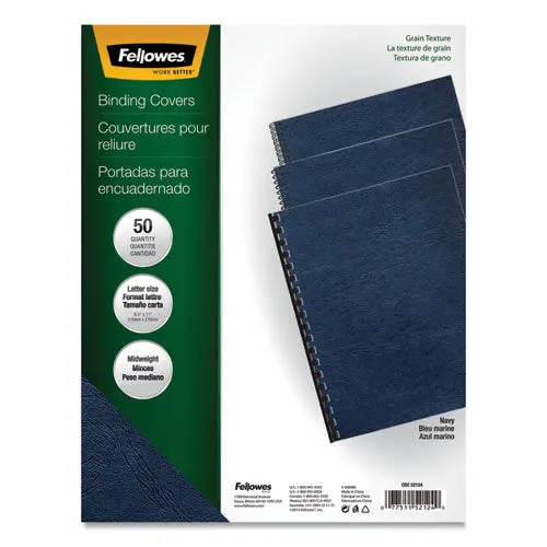 Classic Grain Texture Binding System Covers, 11 X 8-1-2, Navy, 50-Pack 1