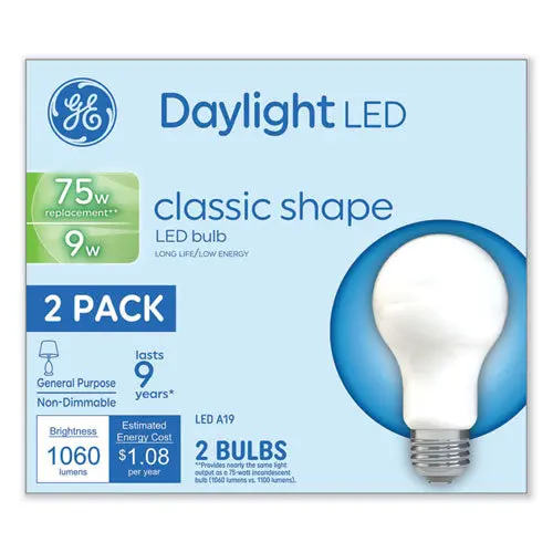 Classic Led Non-Dim A19 Light Bulb, 9 W, Daylight, 2/Pack 1