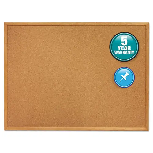Classic Series Cork Bulletin Board, 24 X 18, Oak Finish Frame 1