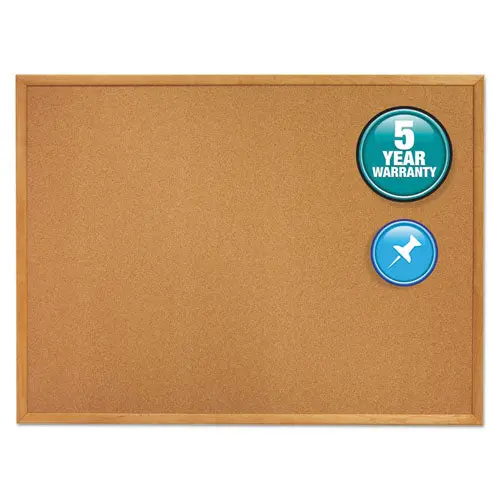 Classic Series Cork Bulletin Board, 36 X 24, Oak Finish Frame 1