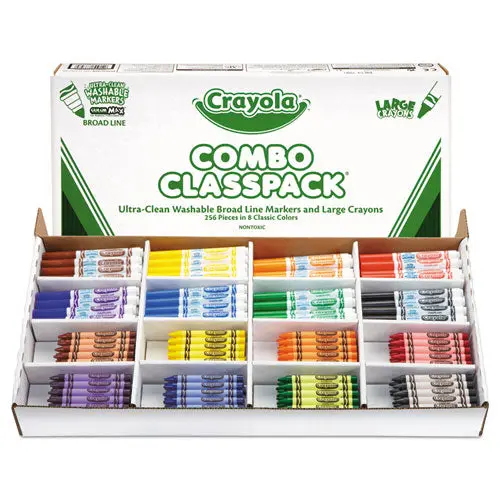Classpack Crayons W-Markers, 8 Colors, 128 Each Crayons-Markers, 256-Box 1