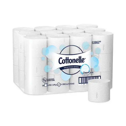 Clean Care Bathroom Tissue, 2-Ply, White, 900 Sheets-Roll, 36 Rolls-Carton 1