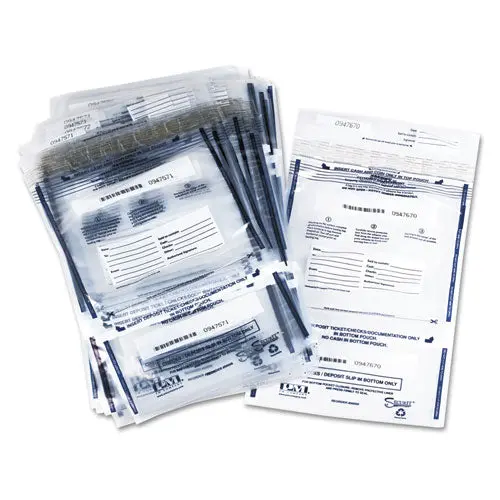 Clear Dual Deposit Bags, Tamper Evident, Plastic, 11 X 15, 100 Bags-Pack 1