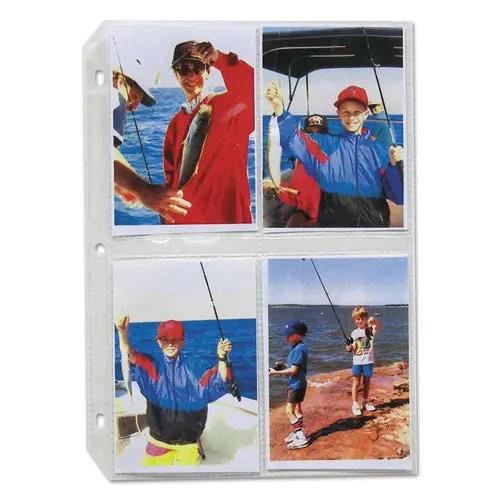Clear Photo Pages For 8, 3-1-2 X 5 Photos, 3-Hole Punched, 11-1-4 X 8-1-8 1