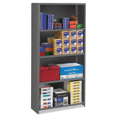Closed Commercial Steel Shelving, Five-Shelf, 36W X 12D X 75H, Medium Gray 1