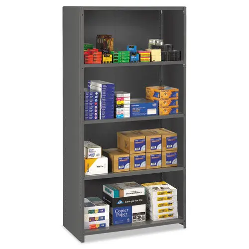 Closed Commercial Steel Shelving, Five-Shelf, 36W X 24D X 75H, Medium Gray 1