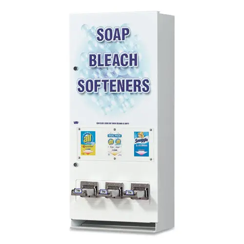 Coin-Operated Soap Vender, 3-Column, 16.25" X 37.75" X 9.5", White-Blue 1
