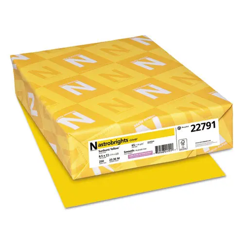 Color Cardstock, 65 Lb, 8.5 X 11, Sunburst Yellow, 250-Pack 1