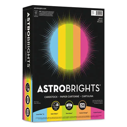 Color Cardstock -"Bright" Assortment, 65Lb, 8.5 X 11, Assorted, 250-Pack 1