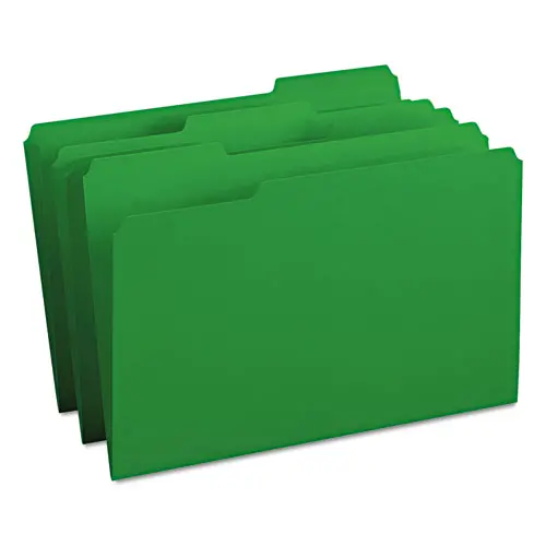 Colored File Folders, 1-3-Cut Tabs, Legal Size, Green, 100-Box 1