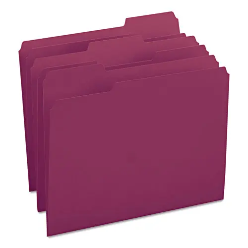Colored File Folders, 1-3-Cut Tabs, Letter Size, Maroon, 100-Box 1