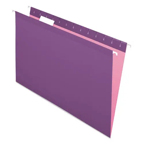 Colored Reinforced Hanging Folders, Legal Size, 1-5-Cut Tab, Violet, 25-Box 1