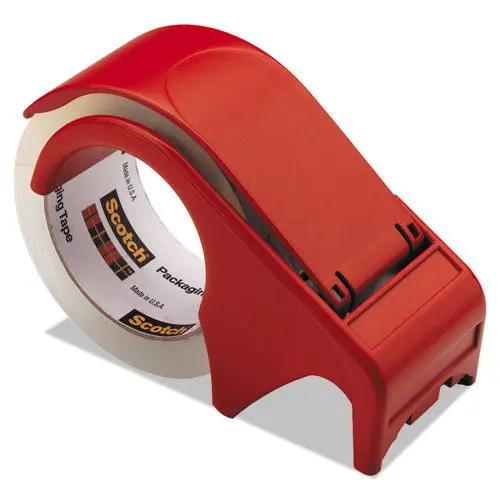 Compact And Quick Loading Dispenser For Box Sealing Tape, 3" Core, Plastic, Red 1