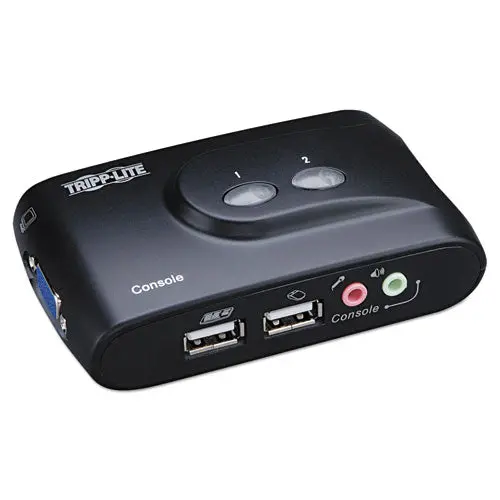 Compact Usb Kvm Switch With Audio And Cable, 2 Ports 1