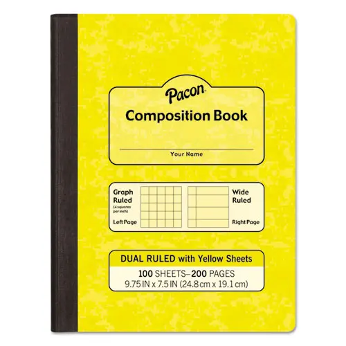 Composition Book, Wide-Legal Rule, Yellow Cover, 9.75 X 7.5, 100 Sheets 1