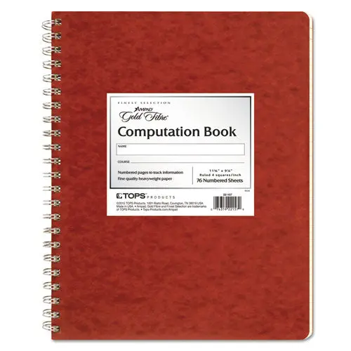 Computation Book, 4 Sq-In Quadrille Rule, 11.75 X 9.25, Antique Ivory, 76 Sheets 1