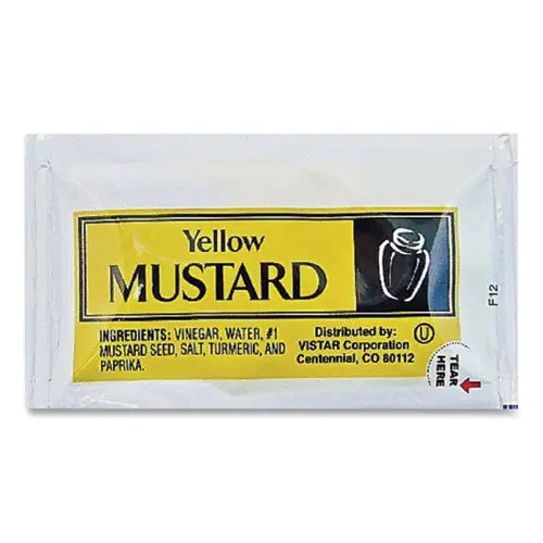 Condiment Packets, Mustard, 0.16 Oz Packet, 200-Carton 1