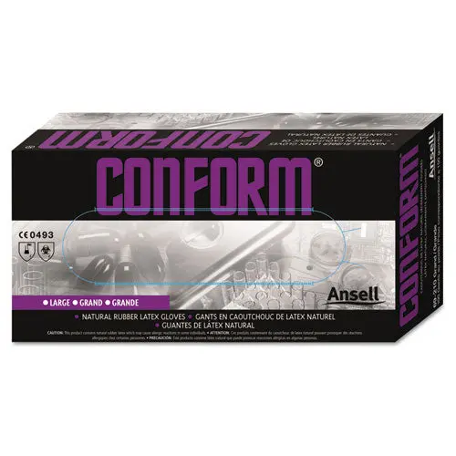Conform Natural Rubber Latex Gloves, 5 Mil, Medium, 100-Box 1