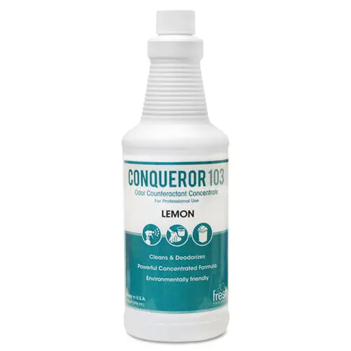 Conqueror 103 Odor Counteractant Concentrate, Lemon, 32 Oz Bottle, 12-Carton 1