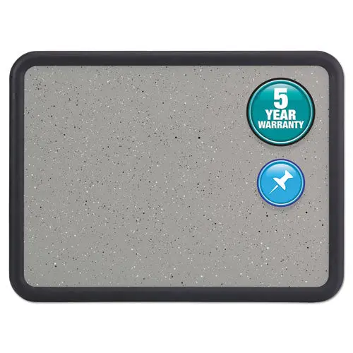 Contour Granite Gray Tack Board, 36 X 24, Black Frame 1