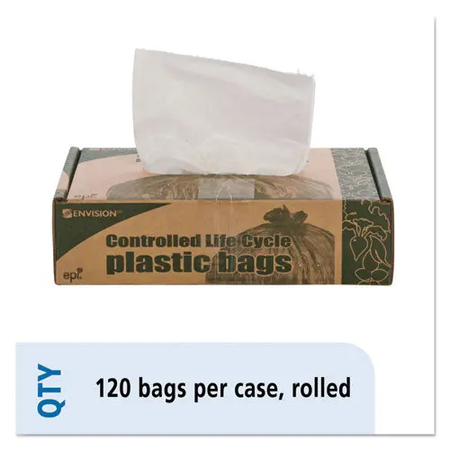 Controlled Life-Cycle Plastic Trash Bags, 13 Gal, 0.7 Mil, 24" X 30", White, 120-Box 1