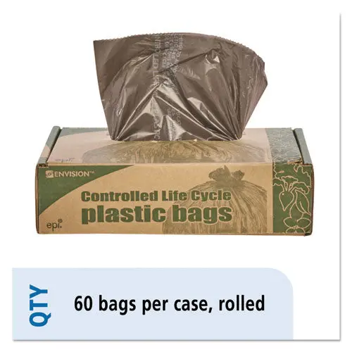 Controlled Life-Cycle Plastic Trash Bags, 30 Gal, 0.8 Mil, 30" X 36", Brown, 60-Box 1