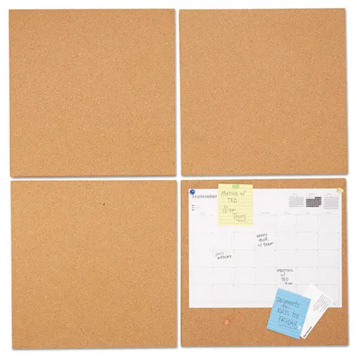 Cork Tile Panels, Brown, 12 X 12, 4-Pack 1