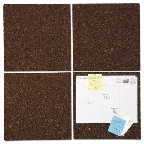 Cork Tile Panels, Dark Brown, 12 X 12, 4-Pack 1