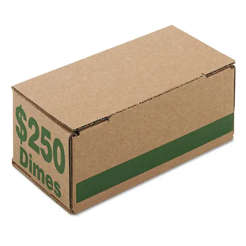 Corrugated Cardboard Coin Storage W-Denomination Printed On Side, Green 1