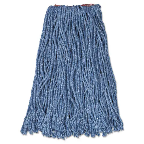 Cotton-Synthetic Cut-End Blend Mop Head, 16 Oz, 1" Band, Blue, 12-Carton 1
