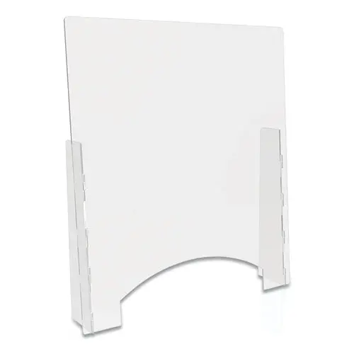Counter Top Barrier With Pass Thru, 31.75" X 6" X 36", Polycarbonate, Clear, 2-Carton 1