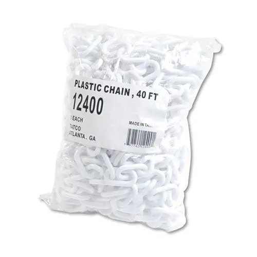 Crowd Control Stanchion Chain, Plastic, 40Ft, White 1