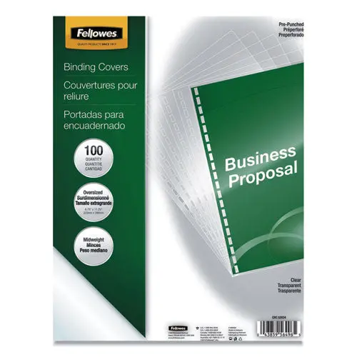 Crystals Presentation Covers W-Round Corner, 11 1-4 X 8 3-4, Clear, 100-Pack 1