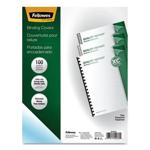Crystals Presentation Covers With Square Corners, 11 X 8 1-2, Clear, 100-Pack 1