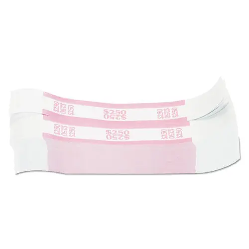 Currency Straps, Pink, $250 In Dollar Bills, 1000 Bands-Pack 1