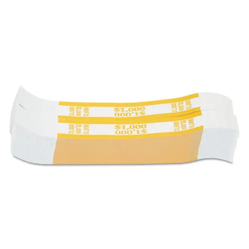 Currency Straps, Yellow, $1,000 In $10 Bills, 1000 Bands-Pack 1