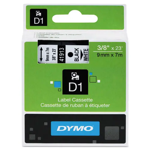 D1 High-Performance Polyester Removable Label Tape, 0.37" X 23 Ft, Black On White 1