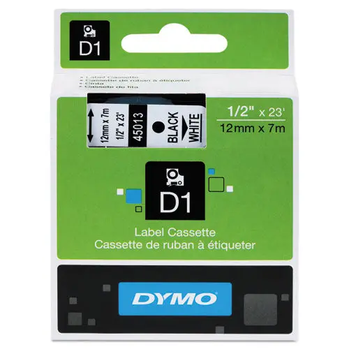 D1 High-Performance Polyester Removable Label Tape, 0.5" X 23 Ft, Black On White 1