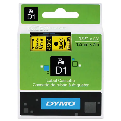 D1 High-Performance Polyester Removable Label Tape, 0.5" X 23 Ft, Yellow 1