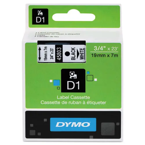 D1 High-Performance Polyester Removable Label Tape, 0.75" X 23 Ft, Black On White 1