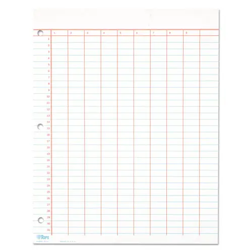 Data Pad W-Numbered Column Headings, 11 X 8.5, White, 50 Sheets 1