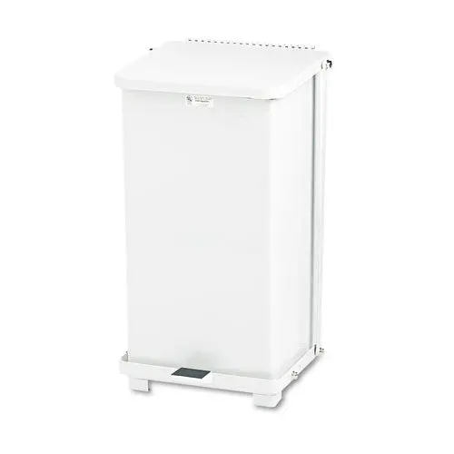 Defenders Biohazard Step Can, Square, Steel, 6.5 Gal, White 1