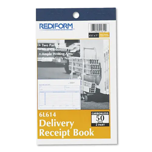 Delivery Receipt Book, 6 3-8 X 4 1-4, Two-Part Carbonless, 50 Sets-Book 1