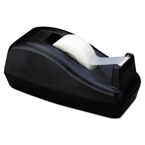 Deluxe Desktop Tape Dispenser, Attached 1" Core, Heavily Weighted, Black 1