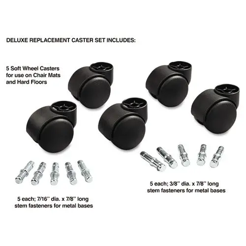 Deluxe Futura Casters, Polyurethane, B And K Stems, 120 Lbs-Caster, 5-Set 1