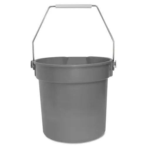 Deluxe Heavy-Duty Bucket, Gray, Polypropylene, 10Qt, 10 5-8Dia X 10 1-4H 1