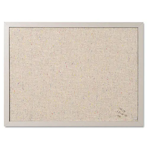 Designer Fabric Bulletin Board, 24X18, Gray Fabric-Gray Frame 1