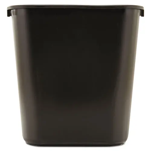 Deskside Plastic Wastebasket, Rectangular, 7 Gal, Black 1