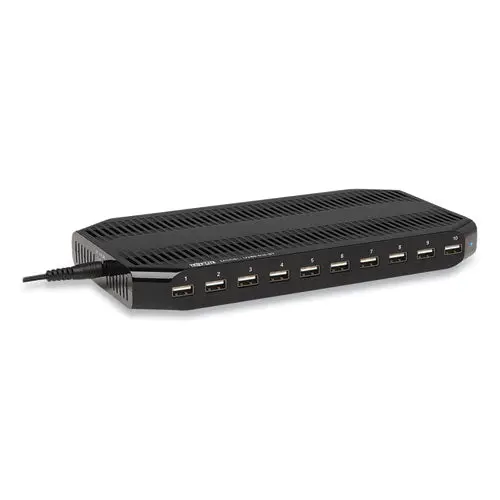 Desktop Charging Station With Adjustable , 10 Devices, 9.4W X 4.7D X 1H, Black 1