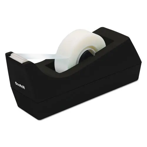 Desktop Tape Dispenser, 1" Core, Weighted Non-Skid Base, Black 1